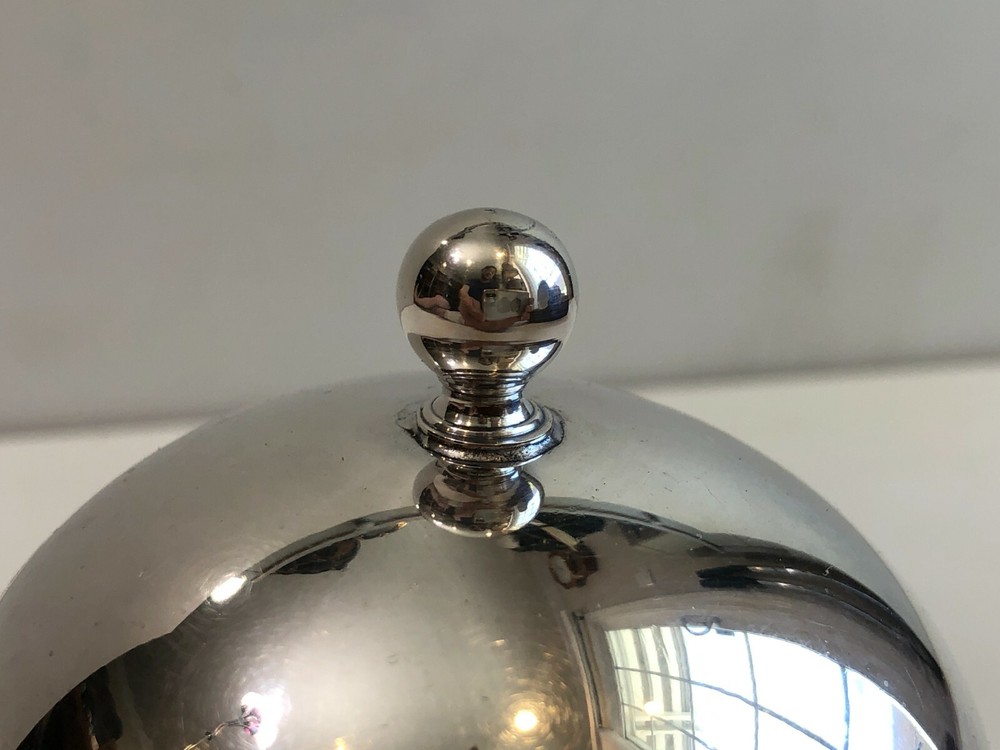 Vintage Kent Silversmiths Sheffield Glass insert Egg Shaped Footed Bowl w/Lid