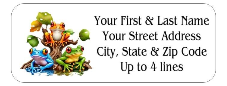 150 Colorful Tree Frogs Mailing Return Address Labels Personalized