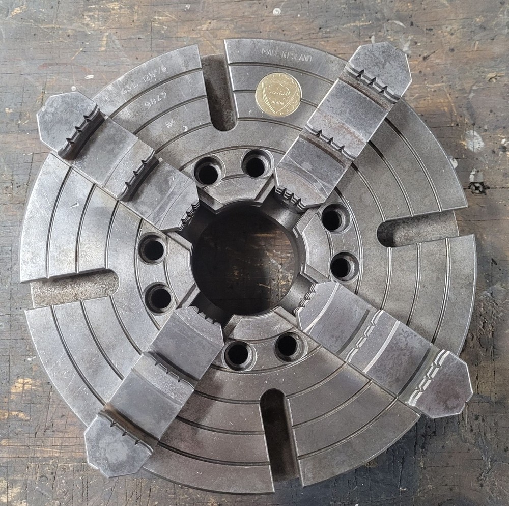 12in Bison Lathe Chuck – 4 Jaws Plain Back