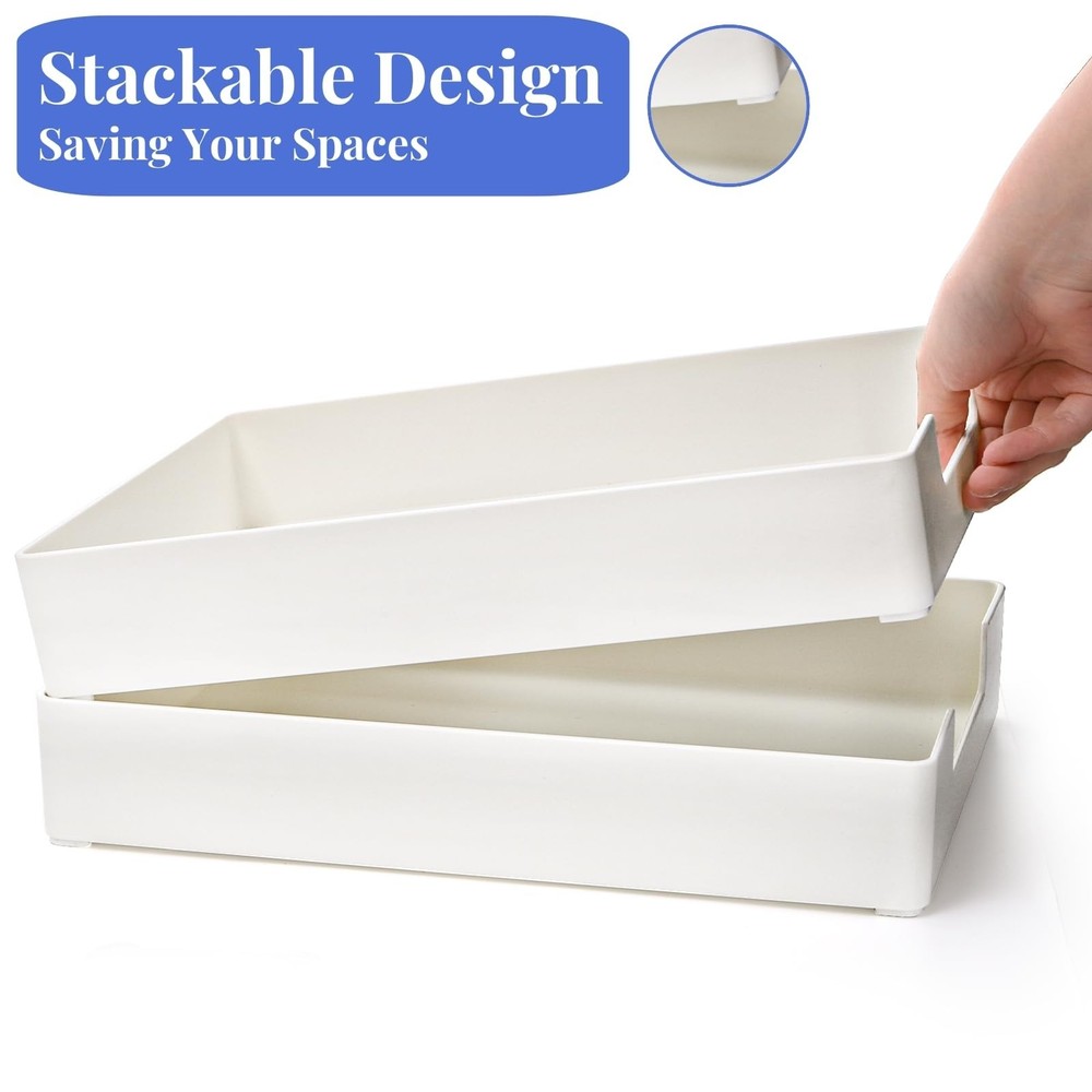 3 Pack Letter Tray, Plastic Stackable A4 Paper Trays, Rectangular Desk Drawer...