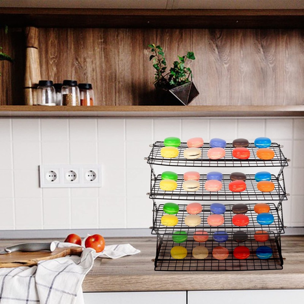 PowerKing Upgraded Collapsible 4-Tier Cooling Rack, Adjustable Stackable Non-...