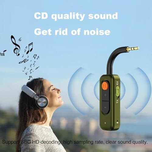 Bluetooth 5.4 Transmitter Receiver,2-in-1 Bluetooth Wireless Audio Green