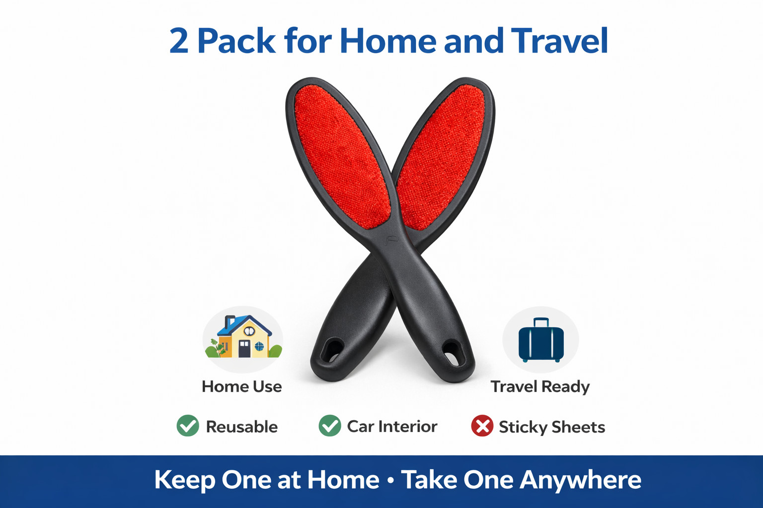 2 Pack Reusable Lint Brush Pet Hair Remover Clothes Furniture Bedding