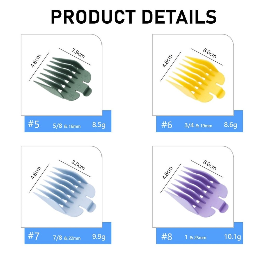 10 Pack Wahl Clipper Guards Set Replacement Color-CodedCombs for Hair Cutting
