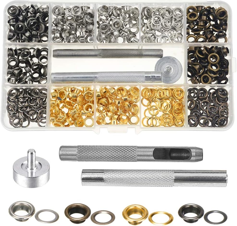 Mesee 400 Sets Eyelets and Grommets, 5mm Inside Diameter 4 Multicolour