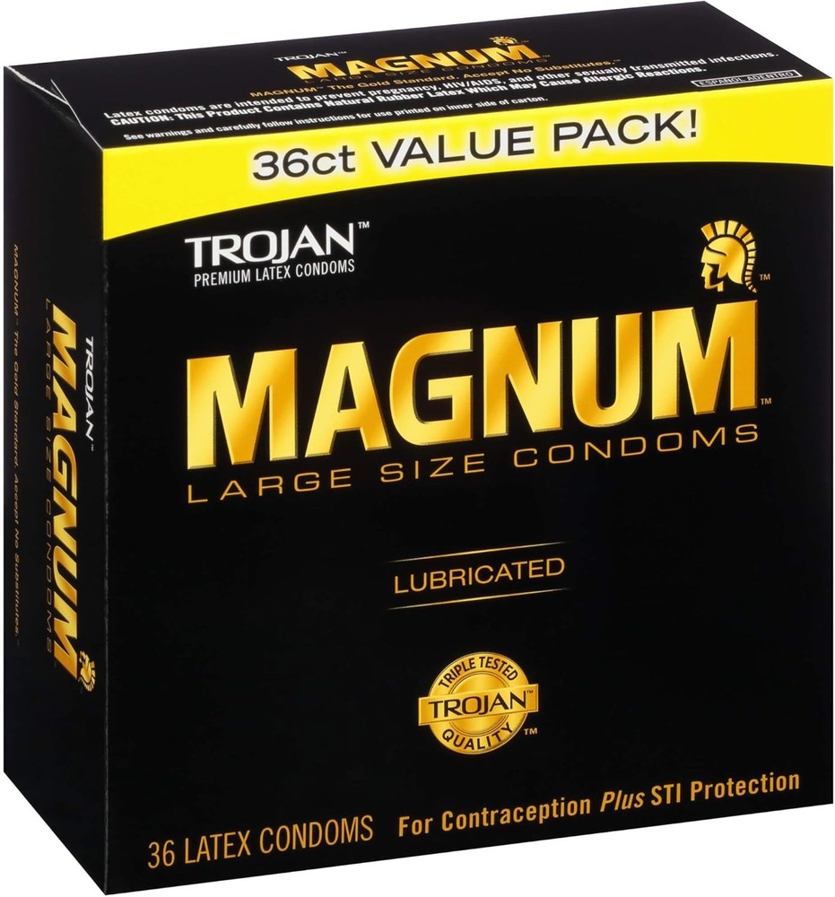 TROJAN Magnum Lubricated Large Condoms, Comfortable and Smooth Lubricated, Ameri