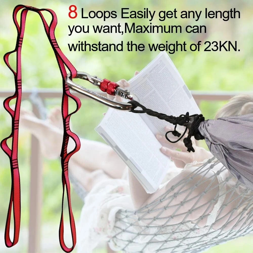 2pcs Adjustable Daisy Chains 23KN Strong Climbing Strap Nylon Red