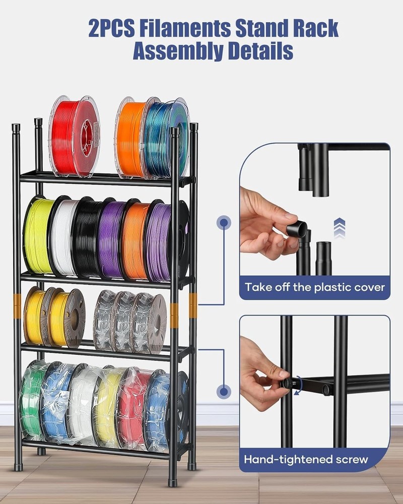 Desktop 3D Printer Filament Storage Rack - Tabletop 2-Tier Stackable Organize...