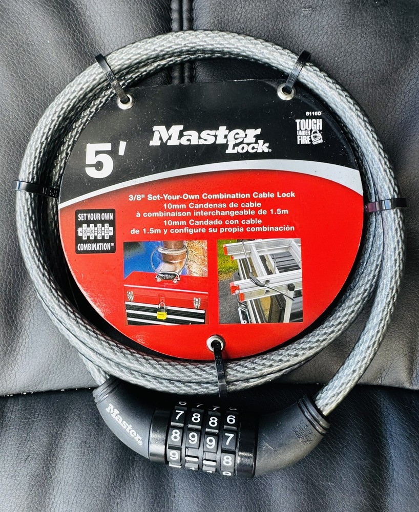 New Master Lock 5 ft Combination Cable Lock 8119DPF 60"
