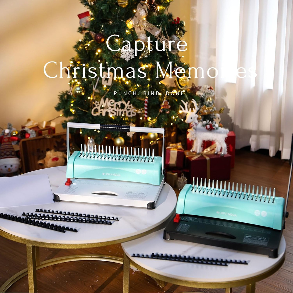 OFFNOVA Binding Machine, 21-Hole 450 Sheets Paper Comb Binding Machine for Lette