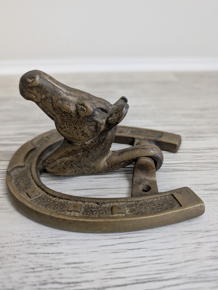 Vintage Solid Brass Equestrian Horse Head Door Knocker