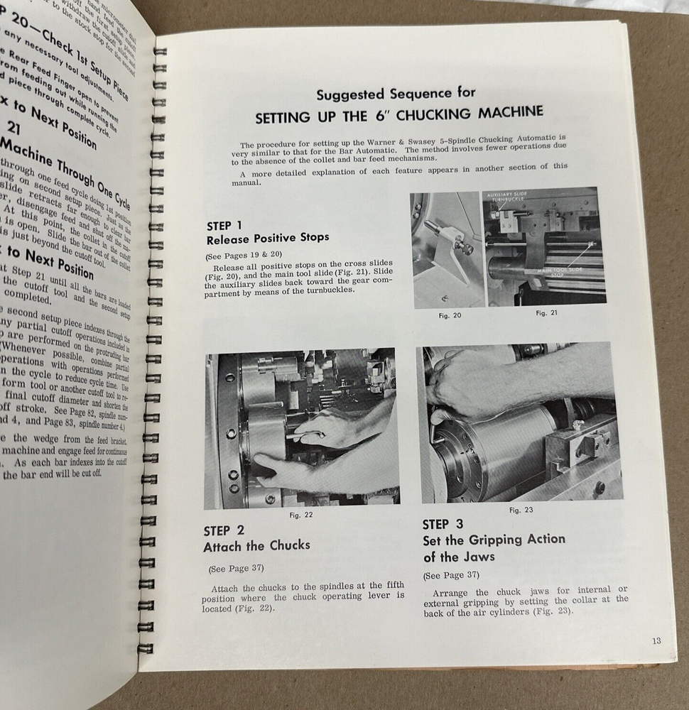 Warner Swasey Multiple Spindle Automatics Operating Instructions Manual