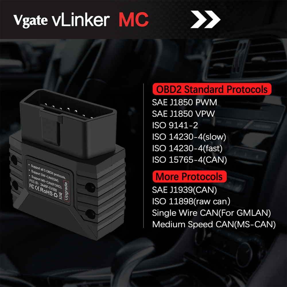 Vgate vLinker MC Bluetooth OBD2 Diagnostic Scanner Tool for Android & Windows