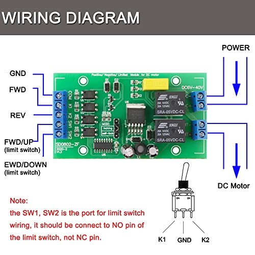 6-36V DC Motor Forward and Reverse Relay Module with Din 35-Rail Mounting