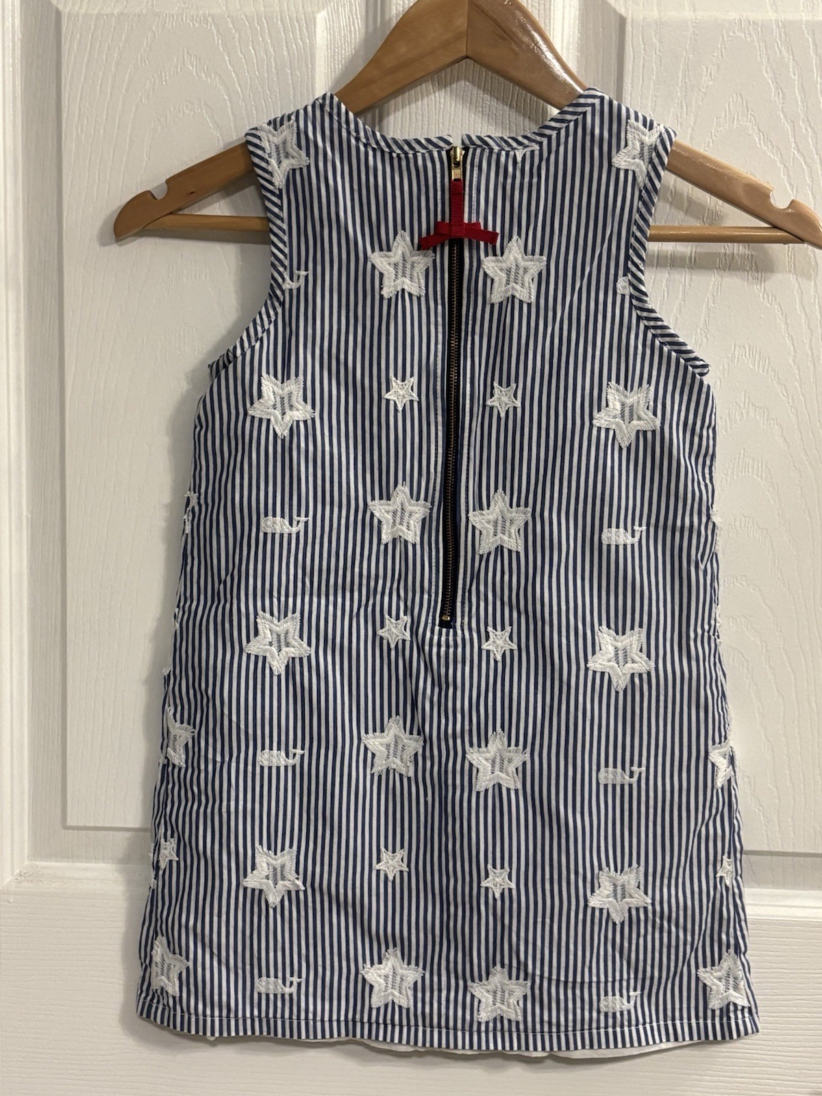 Vineyard Vines Blue & White Stripped Stars Lined Dress 4th Of July Size 6 LN