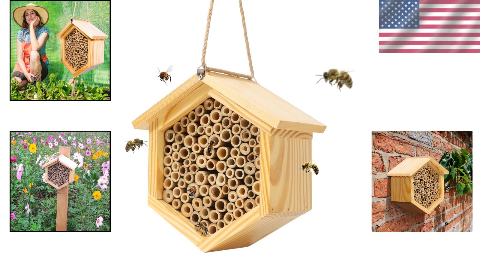 Sturdy Handmade Bee Hotel - Attract Butterflies & Enhance Your Garden's Beauty