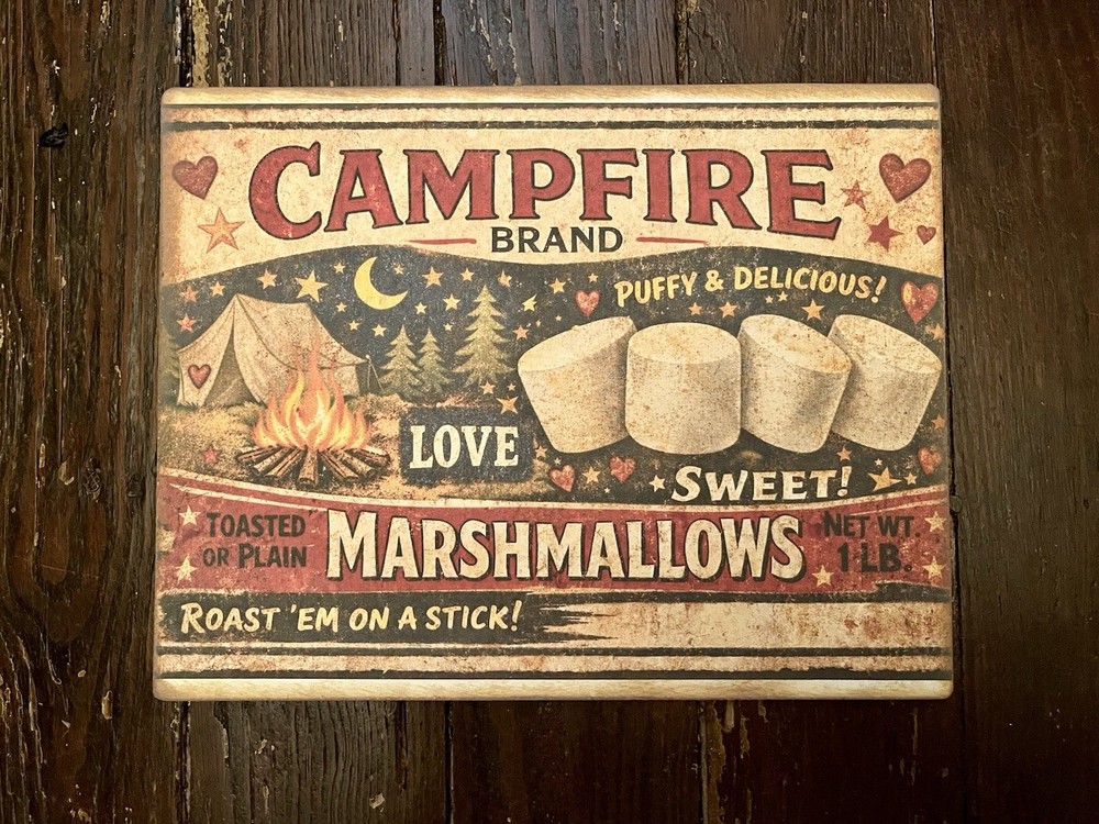 Campfire Marshmallows, Country Rustic Handcrafted Plaque / Sign