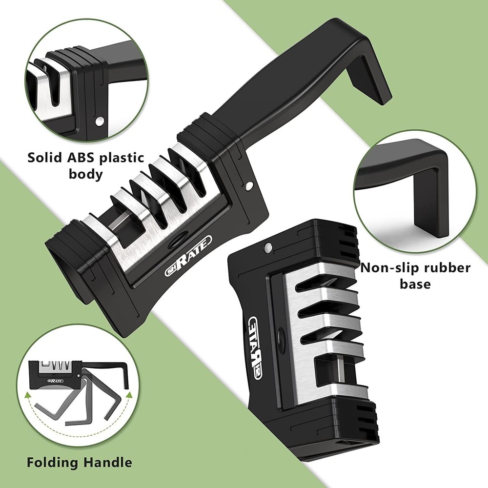 4-in-1 Foldable Knife Sharpener Scissors Sharpening Tool AND Cut-Resistant Glove