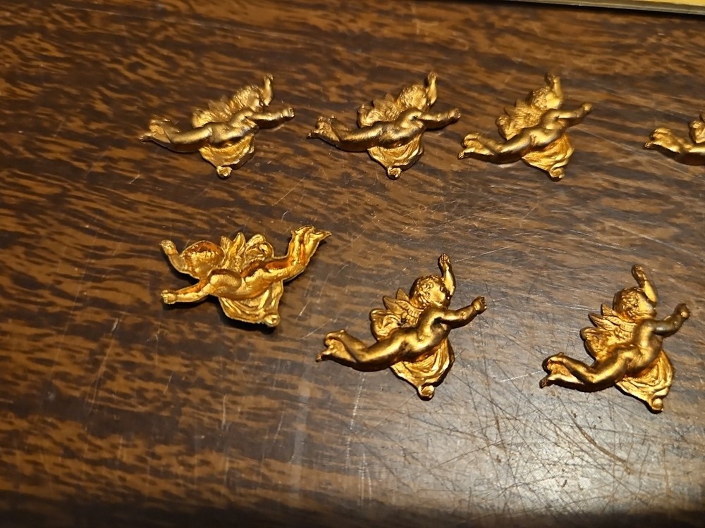 Lot Of 10 Flying Cherubs France Vintage 60s Brass Stampings Findings Jewelry