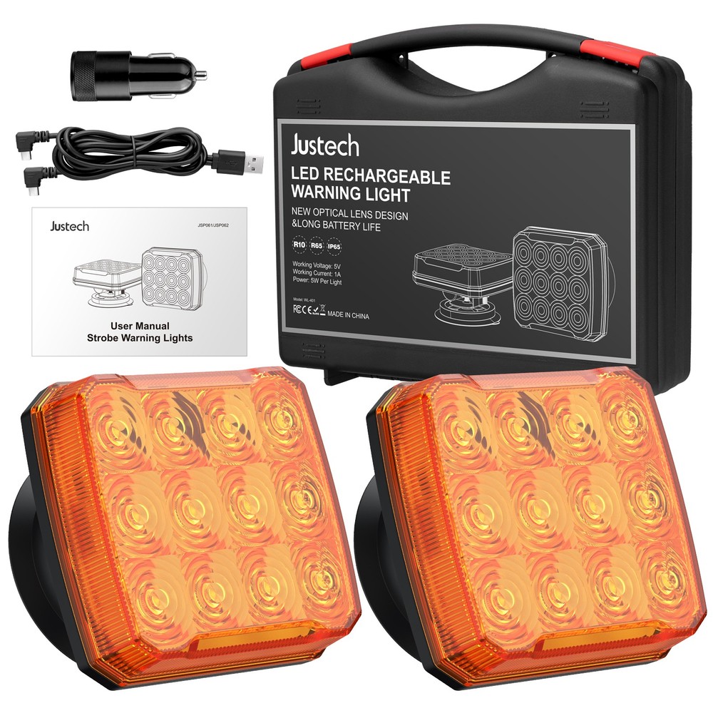 2X Magnetic Wireless Flashing Light Emergency Warning Strobe Beacon Rechargeable