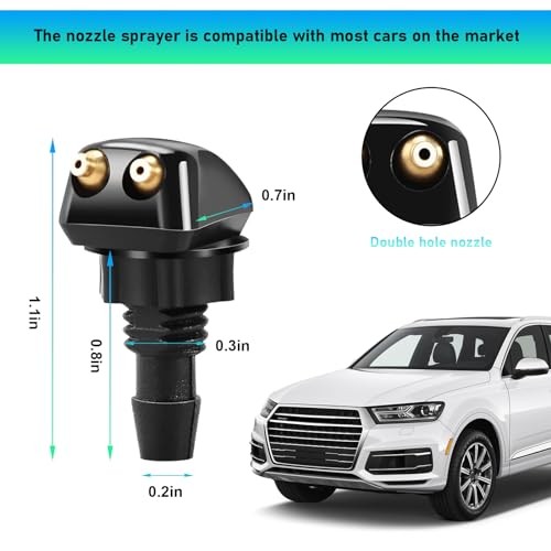2 PCS Front Windshield Washer Nozzles, Double-Hole Car Front Windshield Washer