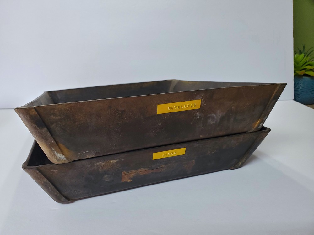 2 Vintage Developing Trays Hard Plastic 10.5"x12.25" Photo Printing 8x10 Photos