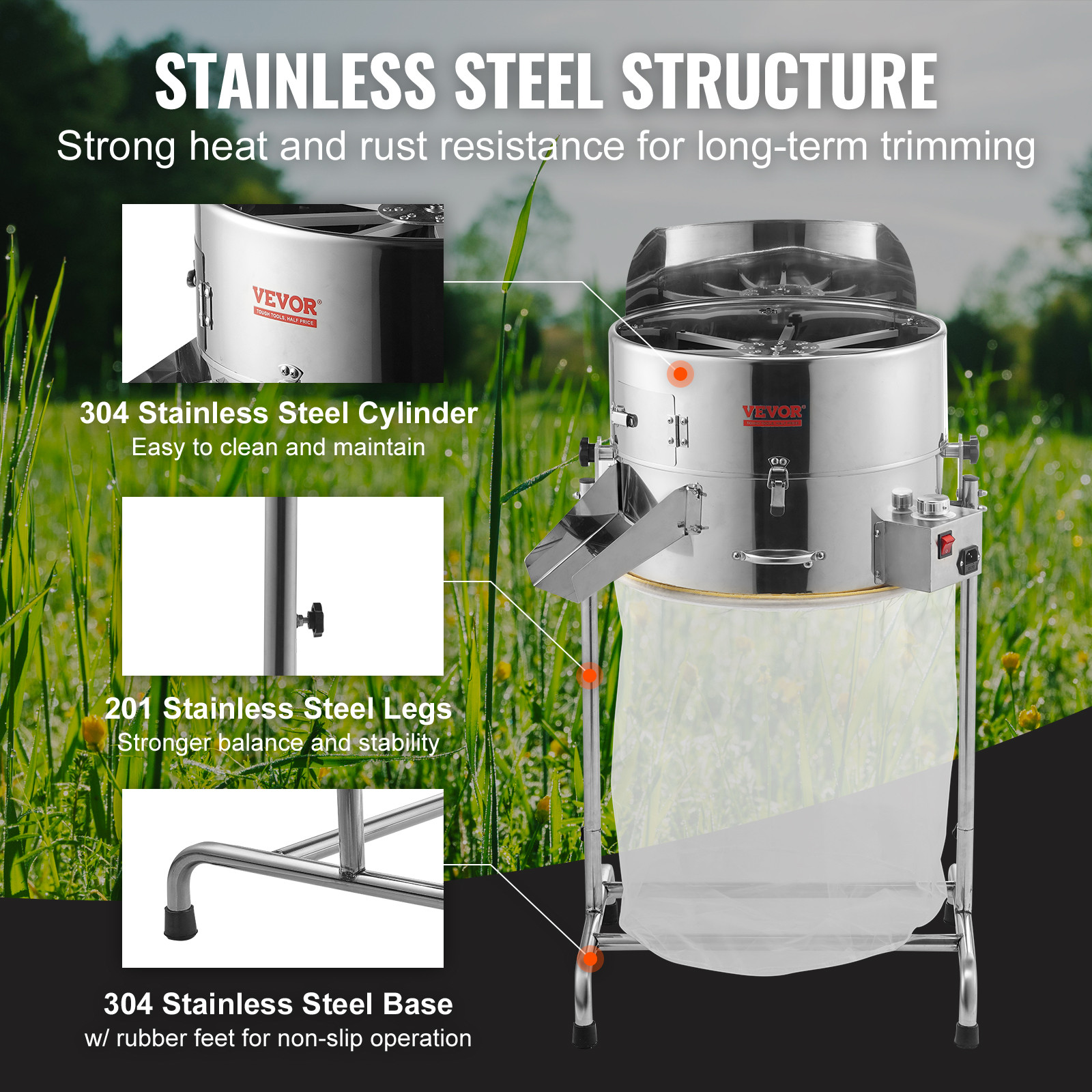 VEVOR Electric Bud Trimmer 18'' Electric Leaf Trimmer Machine 60W Sharp Blades