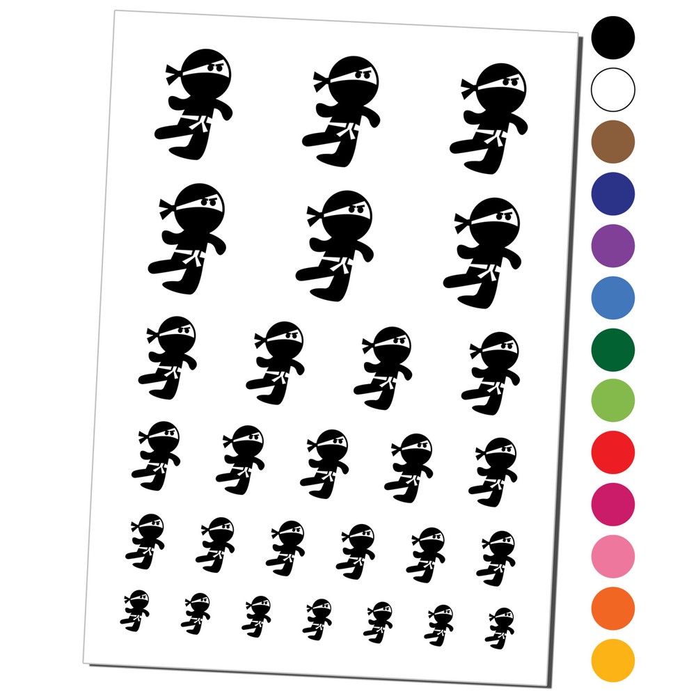 Cute Fighting Ninja Temporary Tattoo Water Resistant Set