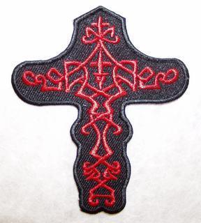 CROSS PATCH 3 1/4 X 2 3/4" BIKER VEST PATCH PT439
