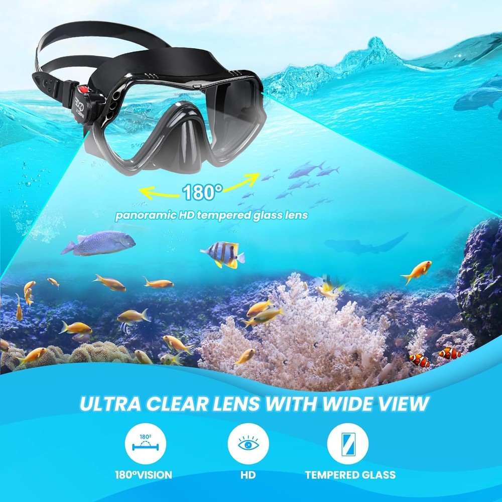 Professional Wide View Snorkel Mask