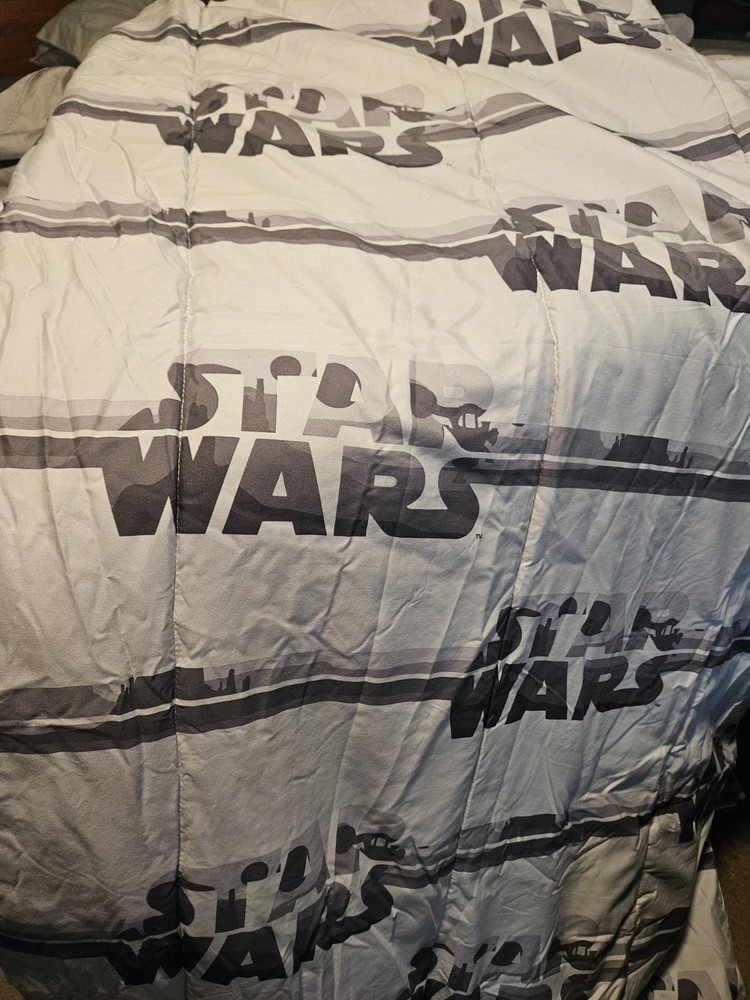 STAR WARS Gray Classic Logo Reversible Comforter TWIN Microfiber Super Soft