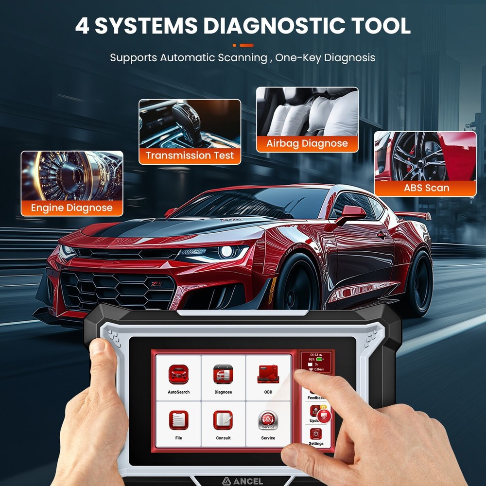 ANCEL DS100 OBD2 Scanner Car Diagnostic Tool ABS SRS Engine AT Throttle Relearn