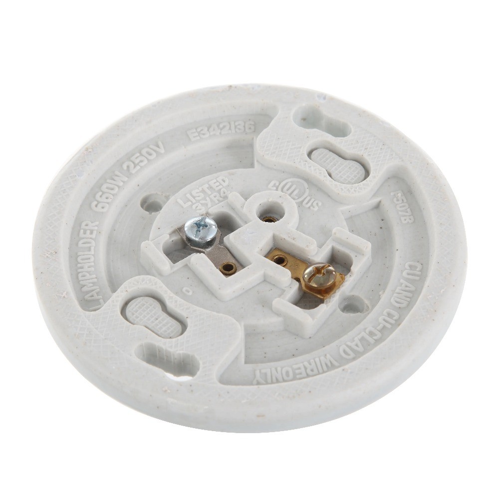 White Porcelain Ceiling Light Bulb Socket Base E26 E27 Medium Screw Type