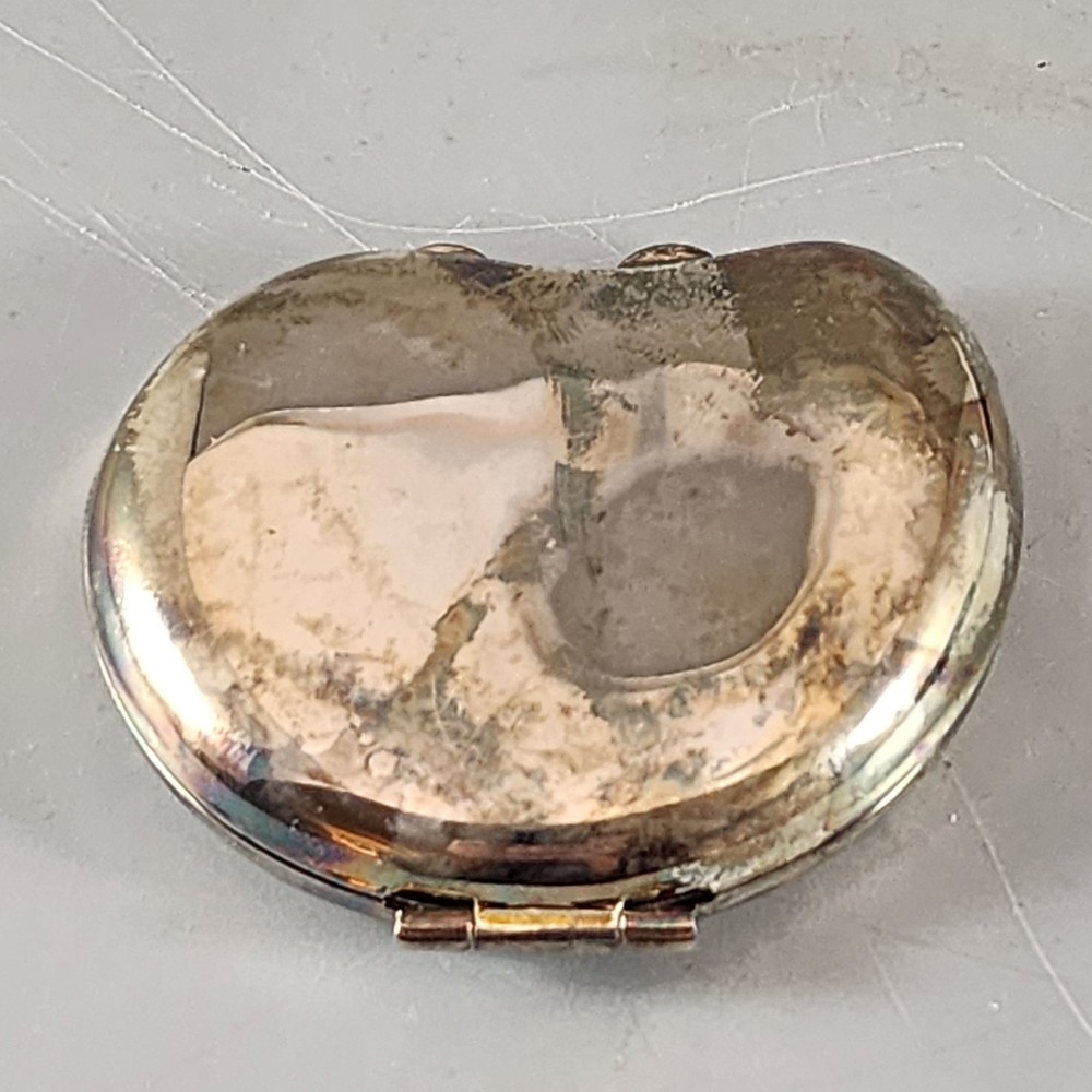 Godinger Silver Art Co Silverplate Kidney Shaped Compact Mirror 2" x 1.5"