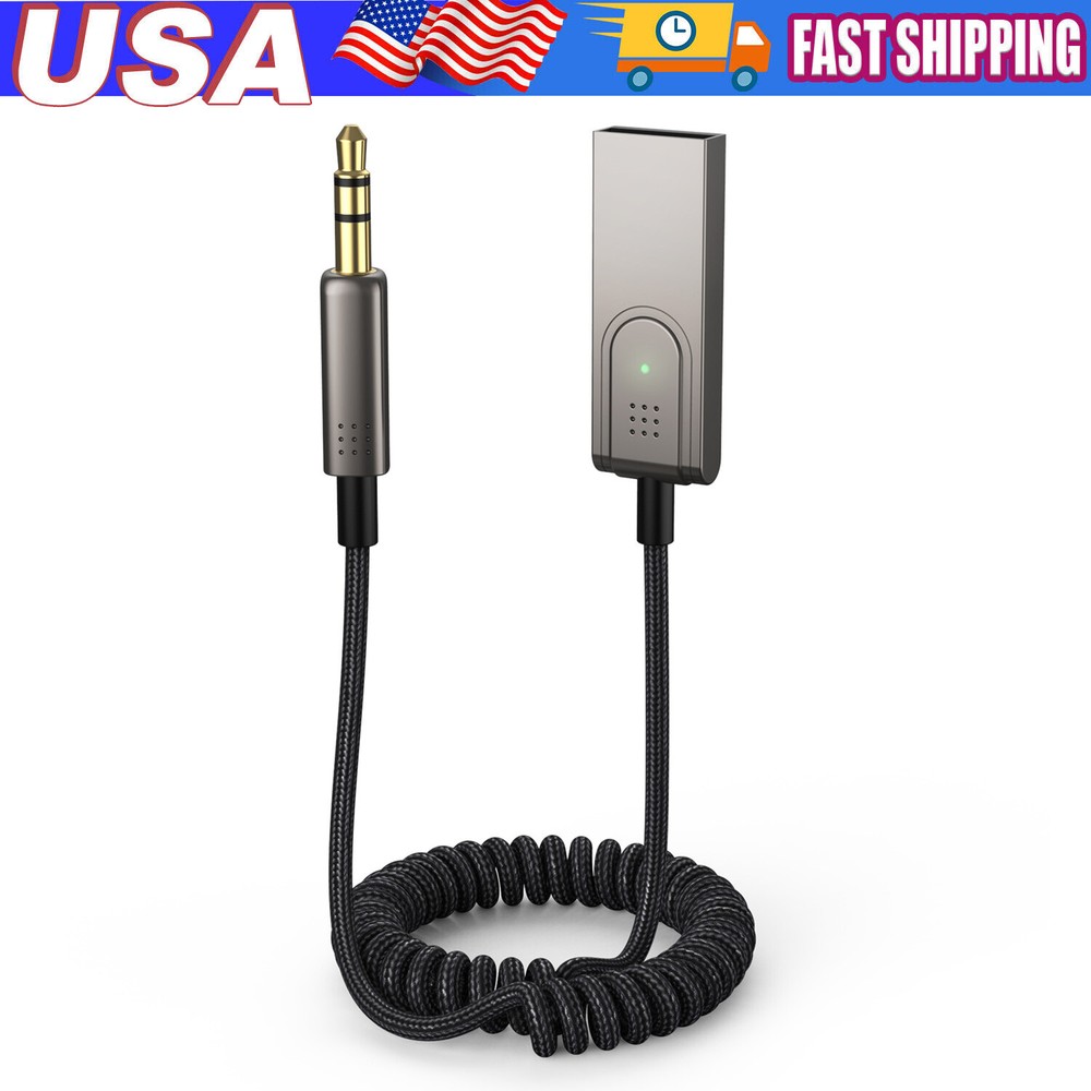 3.5mm Aux to Bluetooth 5.1 Adapter Bluetooth Receiver Microphone for Car