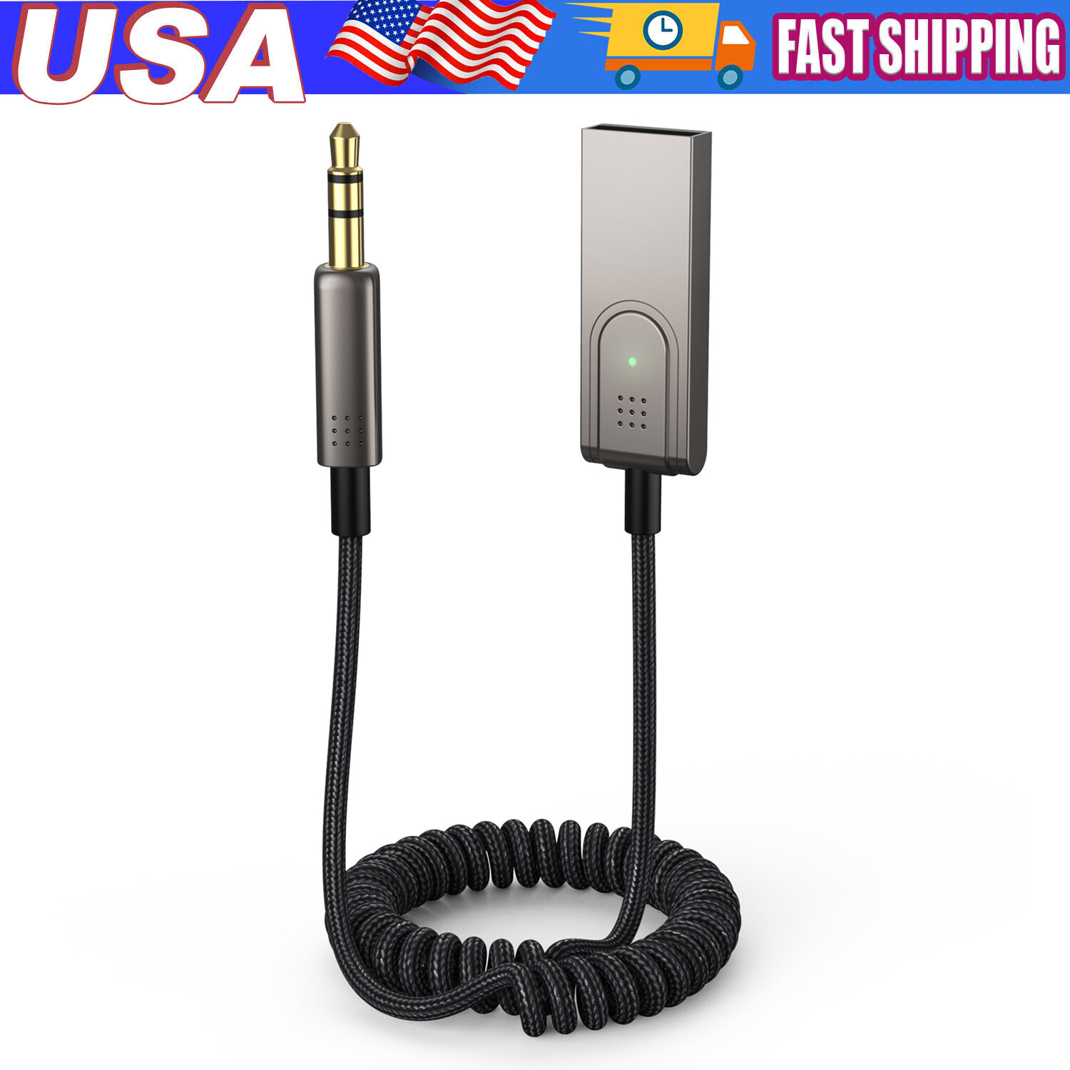 Aux to Bluetooth 5.1 Adapter 3.5mm Bluetooth Receiver Microphone for Car
