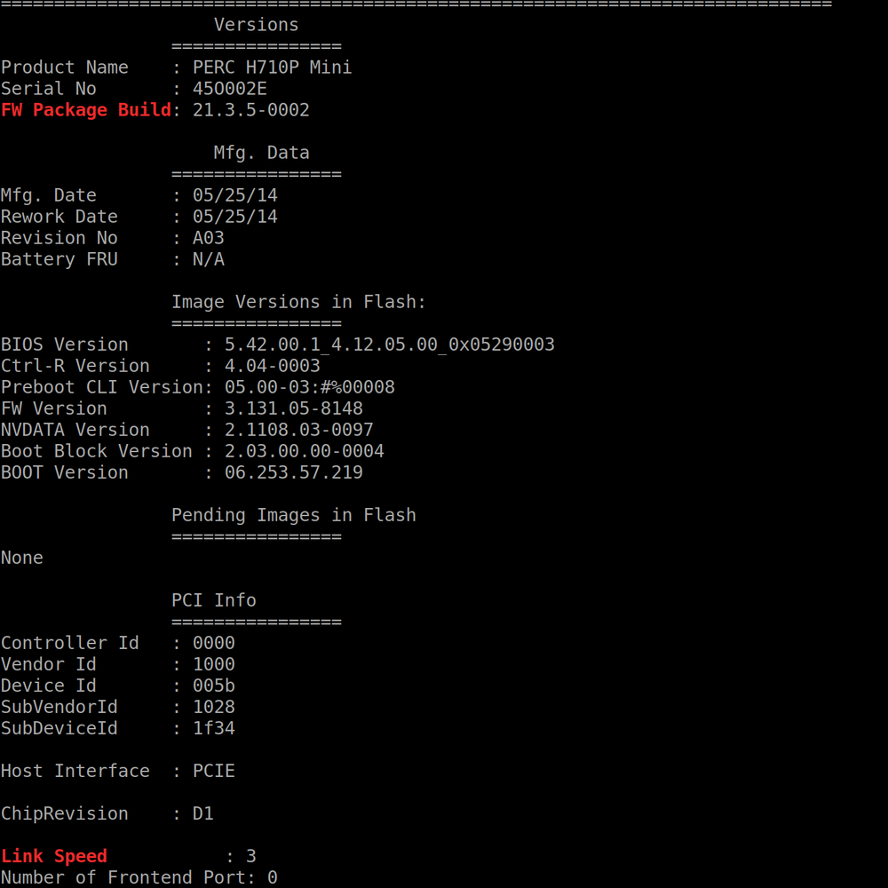 Dell H710P Mini Monolithic TY8F9 1GB cache PCIe 3.0 RAID controller