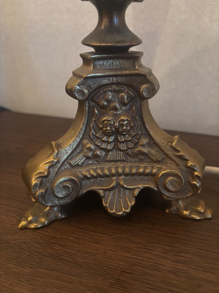 Vintage Brass Table Lamp Light 24” Tall