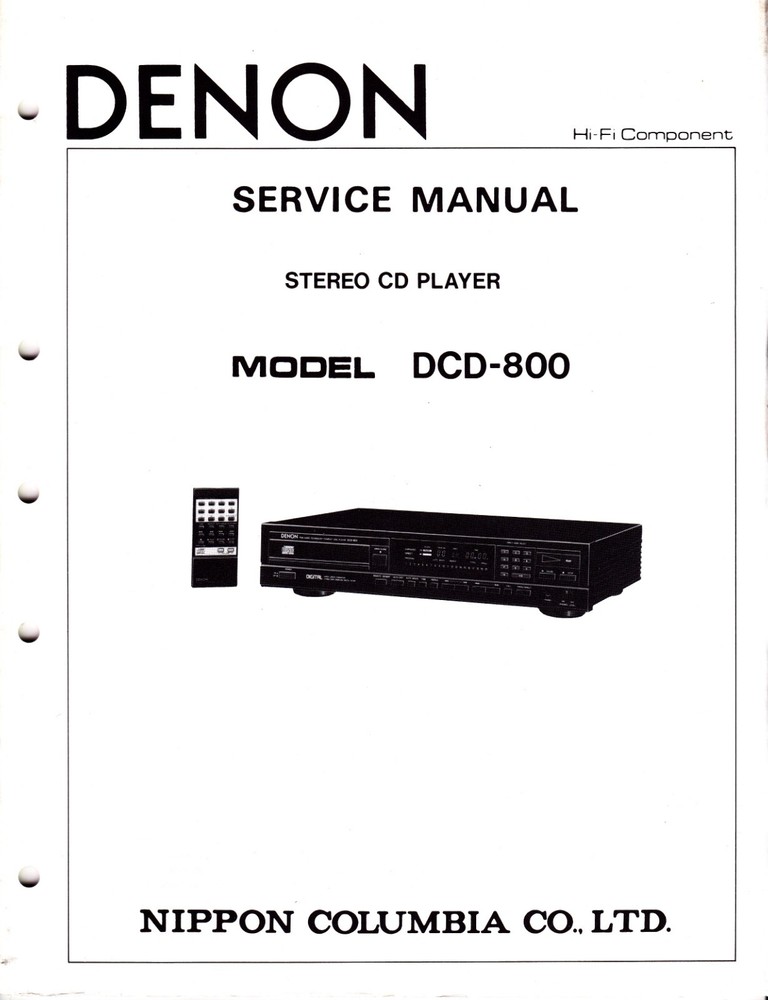 Original Denon DCD-800 Service Manual With Service Update