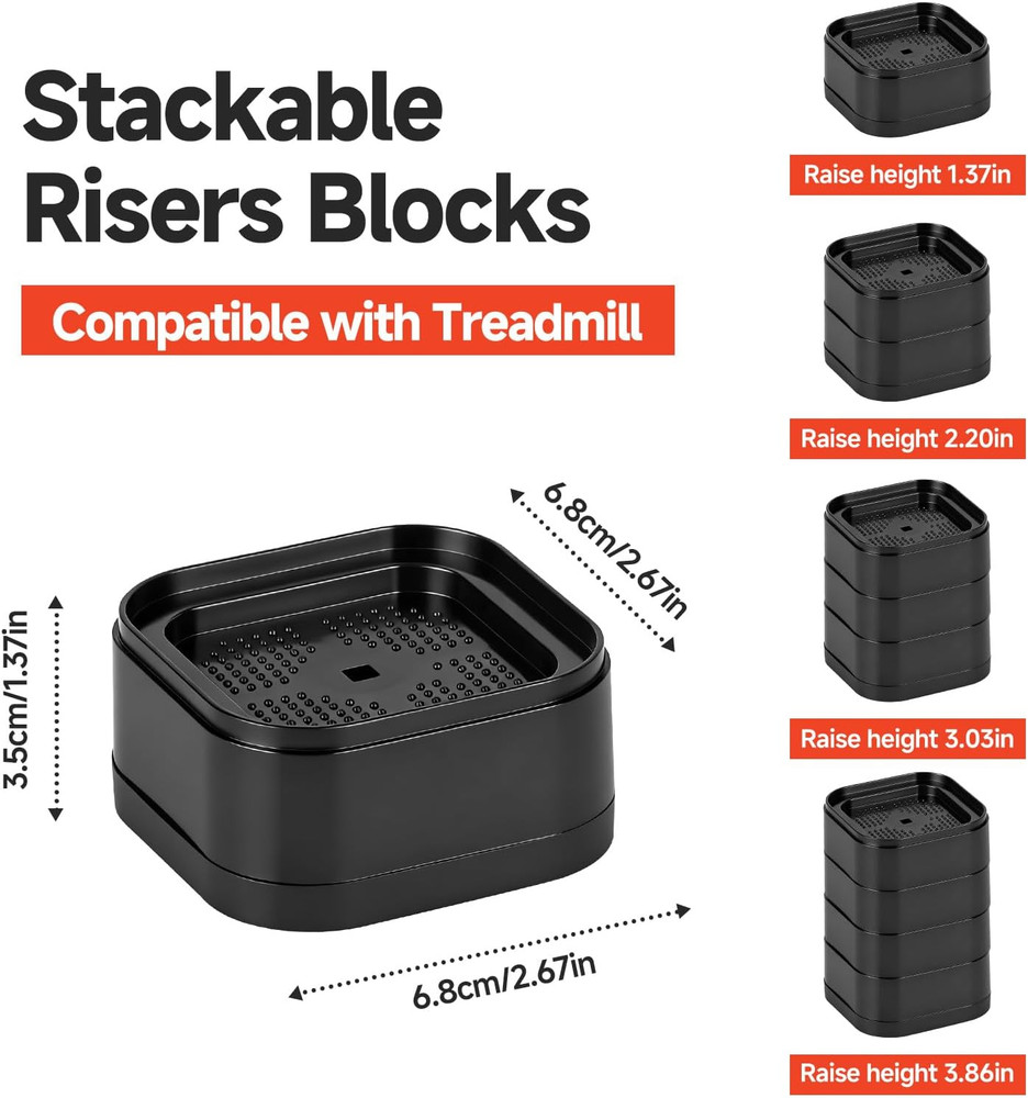 Treadmill Incline Riser Blocks - 4-Pack Adjustable Non-Slip Support for Workouts