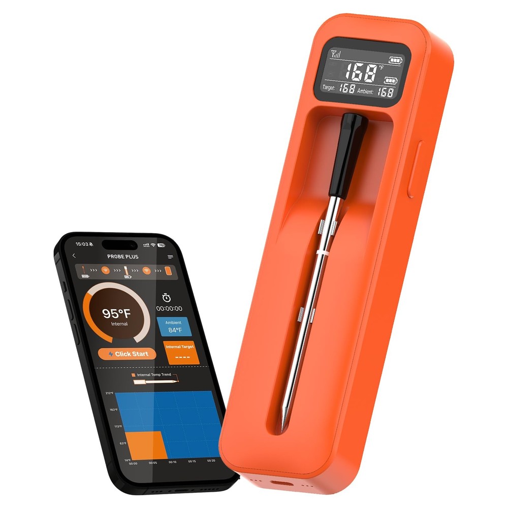 Smart Wireless Digital Meat Thermometer with Ceramic Probe, Food Thermometer ...