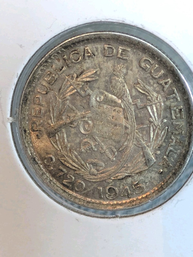 Guatemala 1945 10 Centavos  High Grade Silver