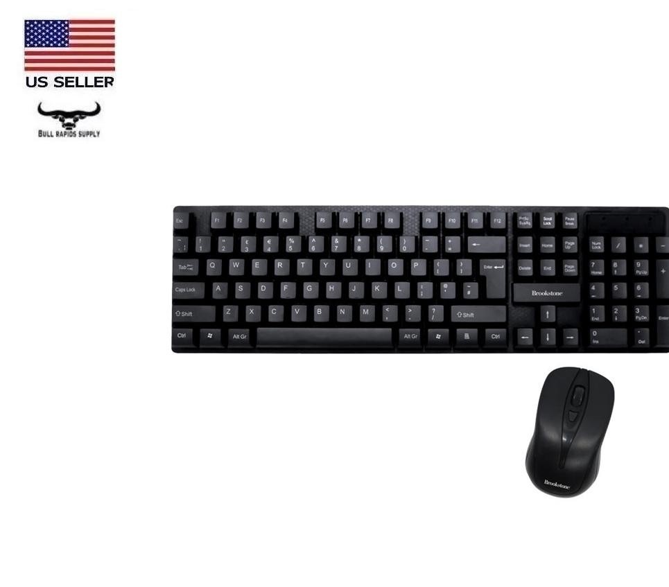 Brookstone 2.4G Wireless Keyboard & Mouse Combo Battery Operated Plug & Play