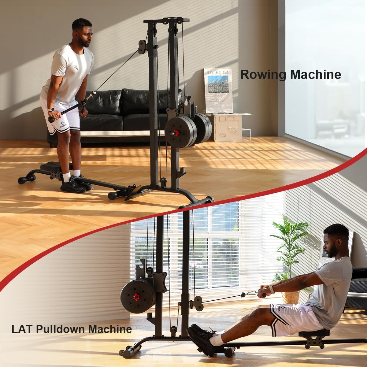 Cable Machine Home Gym CR63,330 Lbs Plates Loaded Cable Crossover,Functional