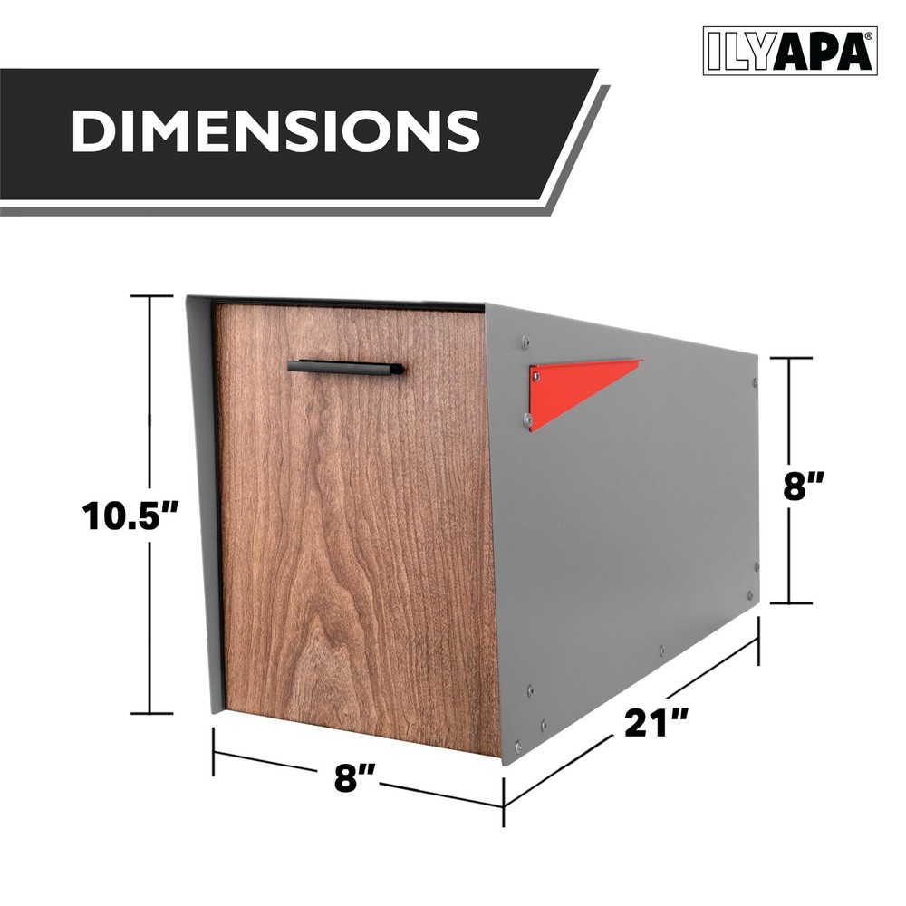 Modern Mailbox with Angle Design Post Mount - Metal Mailbox for Outside - Gray