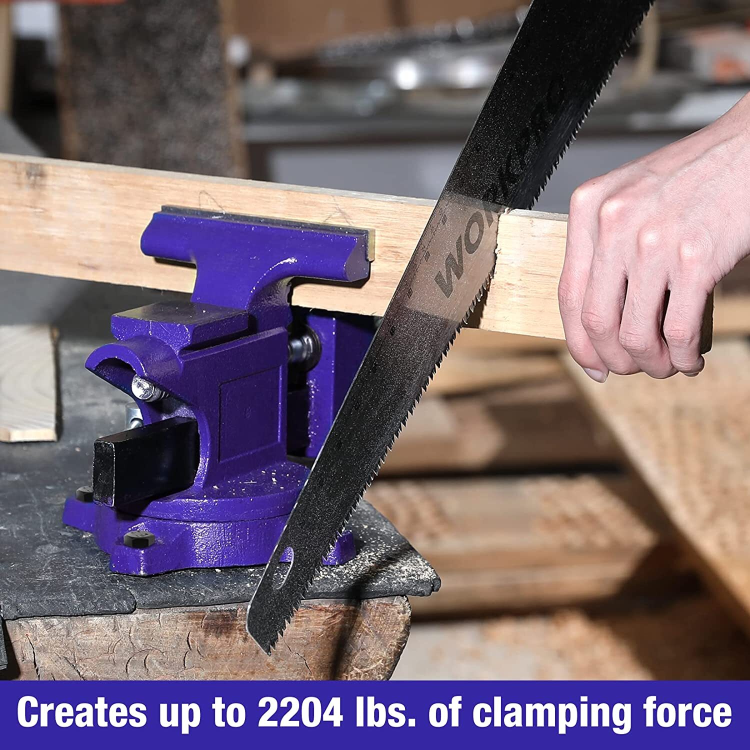 WORKPRO Bench Vise 4-1/2" Vice for Workbench, Swivel Base Bench for Woodworking