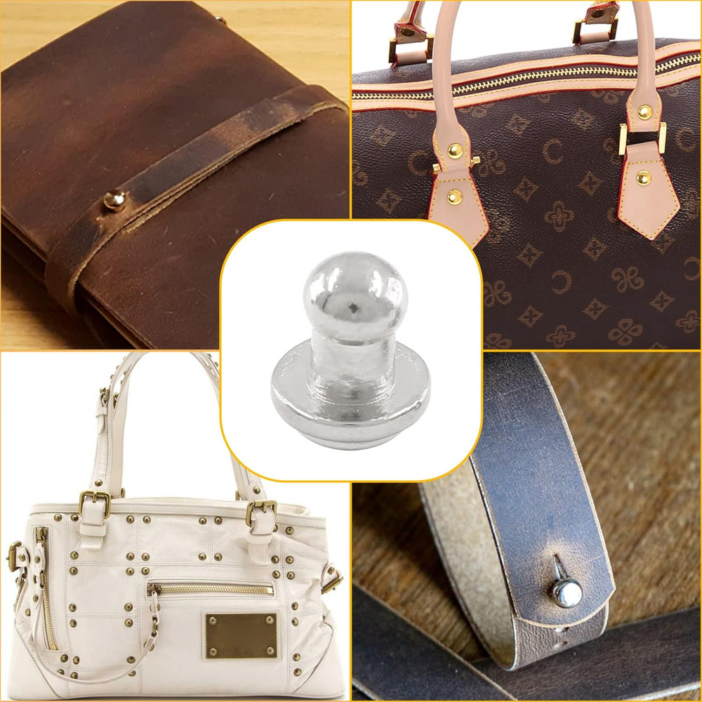 Moicstiy 100Set 5Mm round Head Button Studs Solid Button Stud Screw Leather Butt