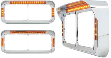 Headlight Bezel Visor Rectangular Dual Light LED SEMI TRUCKS (1)