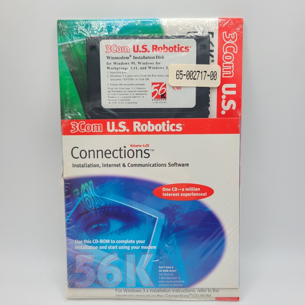 Vintage 1998 3Com US Robotics 56K Modem Installation Disk & CD Combo