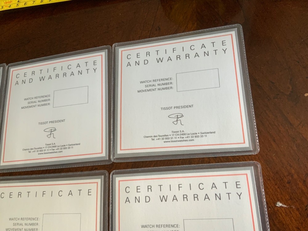 Tissot Watch COSC Certificate, papers, documents. ONLY ONE.
